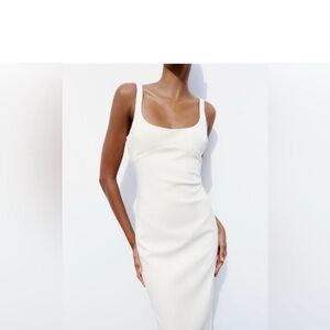 Nwt-Zara-Midi Bodycon Dress- medium white